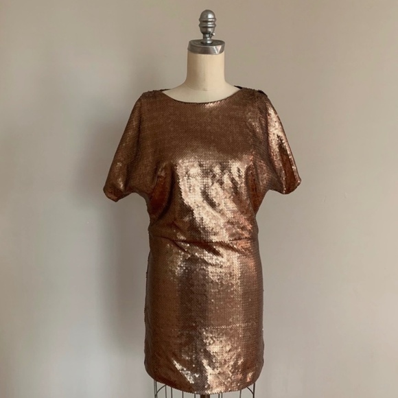 NWT Sara Campbell Rose Gold Sequin Party Dress- Size Small - Picture 1 of 4